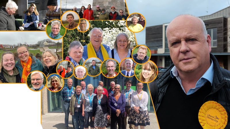 A photo collage of Exmouth & Exeter East Liberal Democrat members, councillors, and candidates